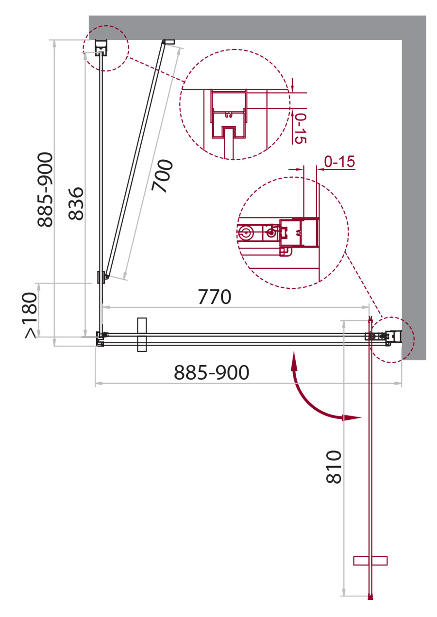 Душевой уголок BelBagno Marmi 90x90см MARMI-A-1-90-C-Cr профиль хром, стекло прозрачное