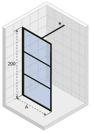 Душевая перегородка Riho Grid GB400 90см G004042121 профиль черный, стекло прозрачное