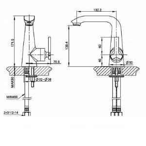 Смеситель для раковины Bravat Waterfall WF0526 хром