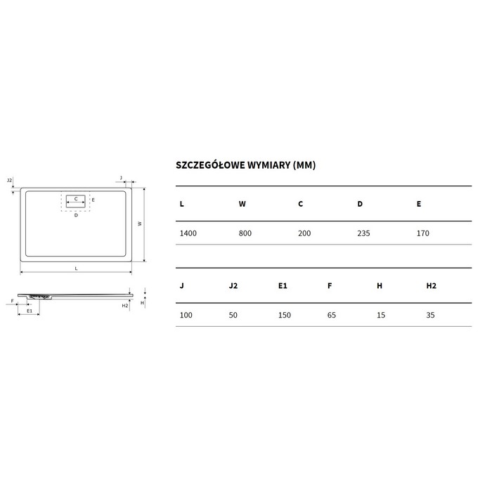 Душевой поддон Excellent Lavano 140x90см BREX.1103.140.080.CAN бежевый 