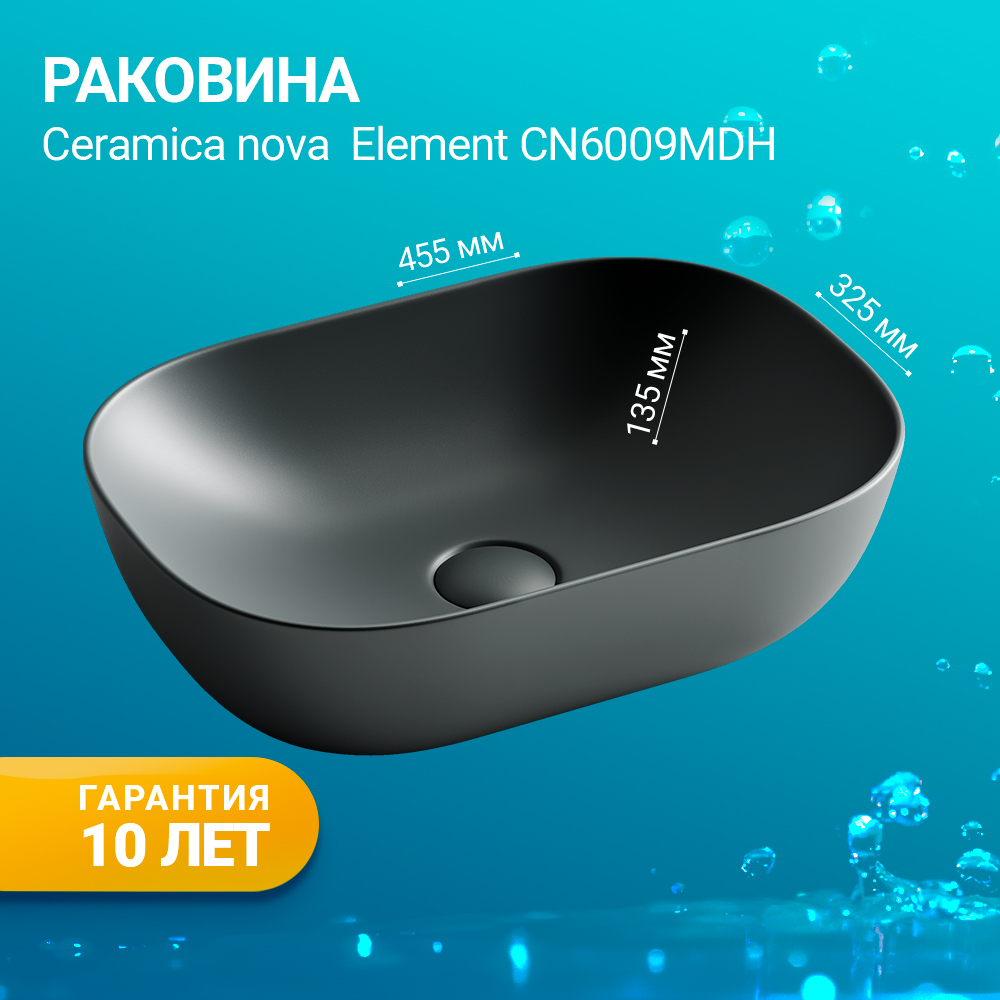 Раковина накладная Ceramica Nova Element 45 CN6009MDH антрацит матовый