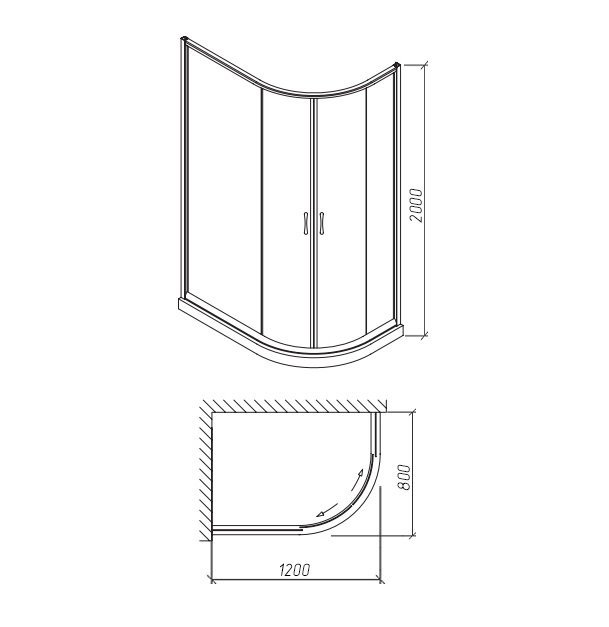 Душевой уголок Orans 80x120см SR-1952 L профиль хром, стекло прозрачное 