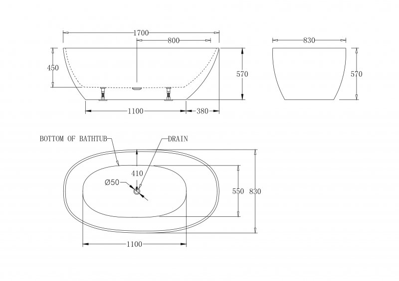 Акриловая ванна BelBagno 170x80 BB80-1700 белая глянцевая