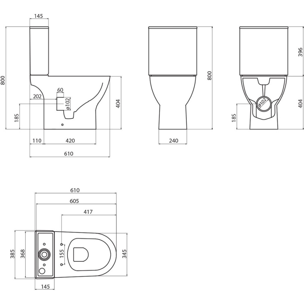 Унитаз-компакт BelBagno Lounge BB045CPR с бачком BB045/051T и крышкой-сиденьем BB045/051SC белый