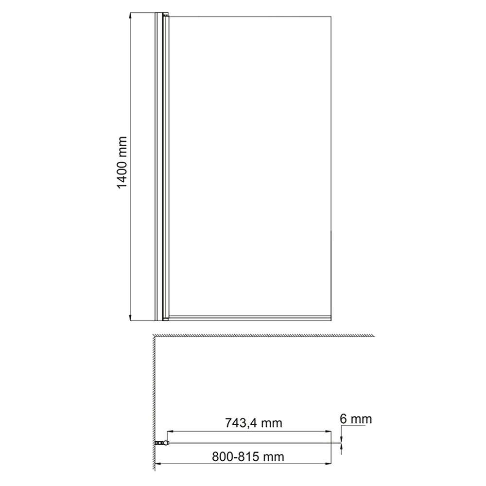 Шторка на ванну Wasserkraft Berkel 80x140см 48P01-80 профиль хром, стекло прозрачное