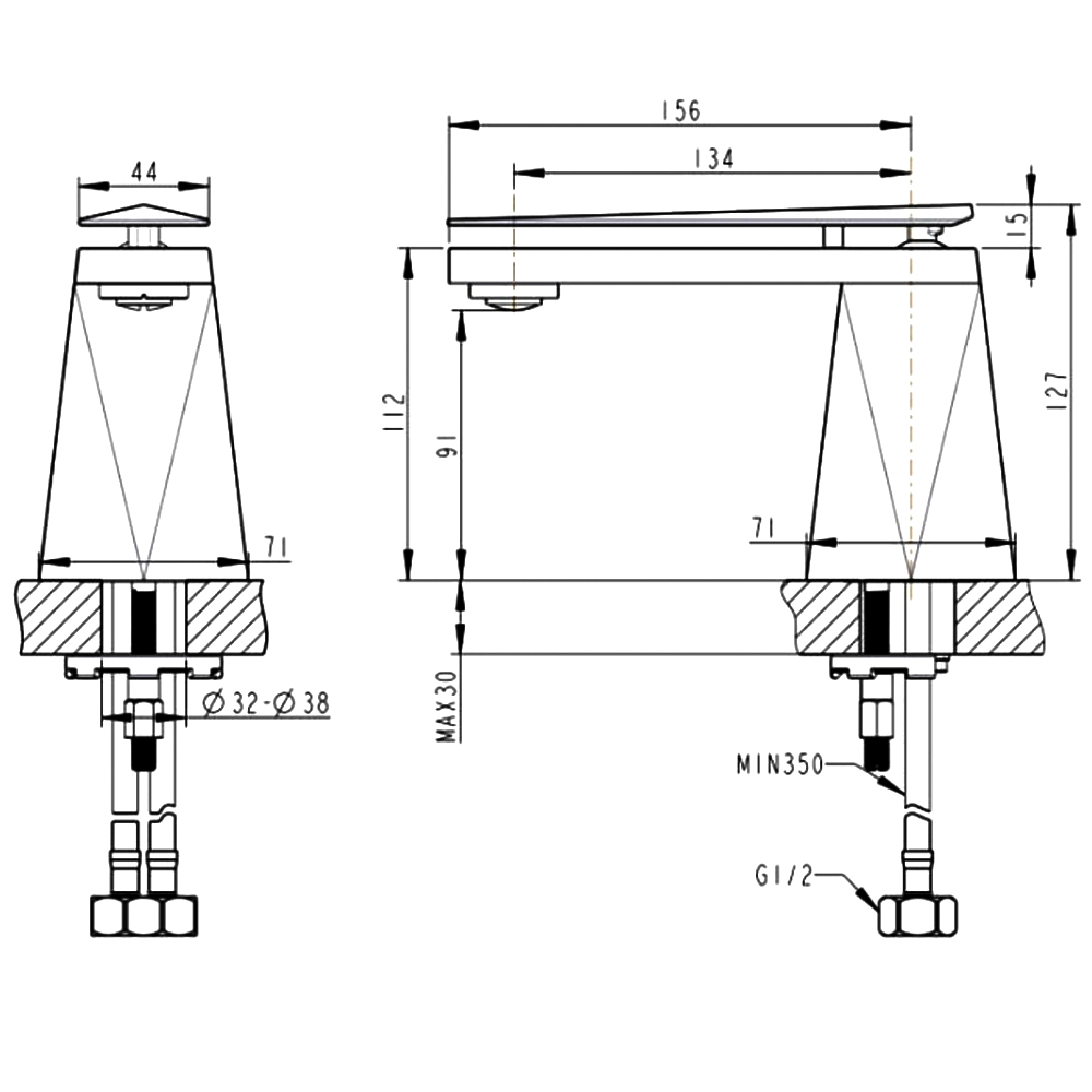 Смеситель для раковины Bravat Diamond F118102C-1-ENG хром