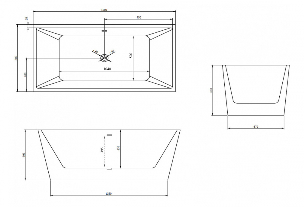 Акриловая ванна ABBER 150x80 AB9224-1.5 белая глянцевая