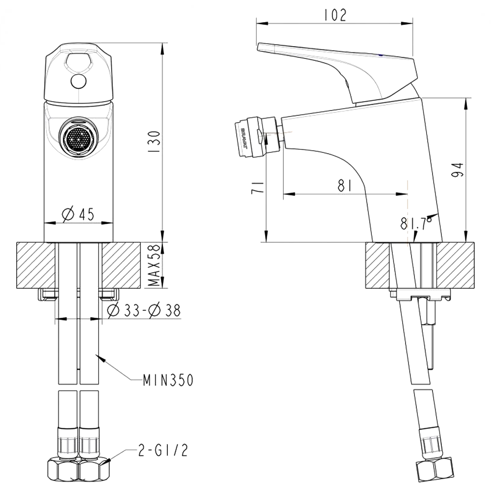 Смеситель для биде Bravat Drop-D F348162C хром