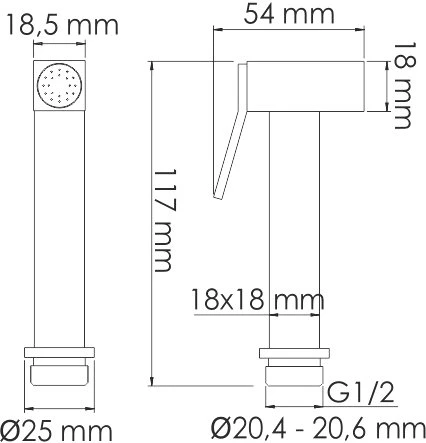 Гигиенический душ Wasserkraft A106157 со смесителем, хром