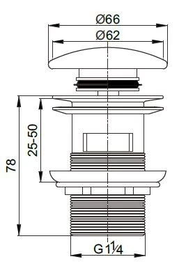 Донный клапан для раковины Cezares CZR-SAT7-NERO Хром/Чёрный