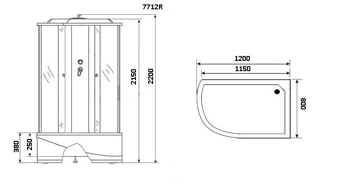 Душевая кабина Niagara Luxe 120x80см NGL-7712G R профиль золото