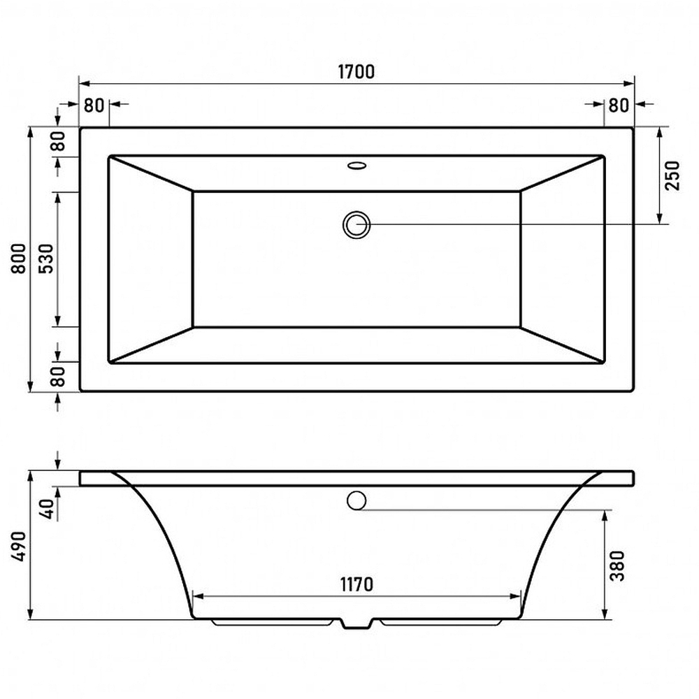 Акриловая ванна BERGES TARI 170x80 050028 белая глянцевая