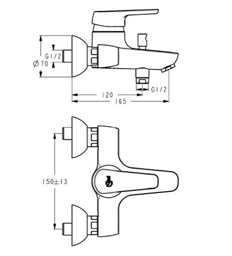 Смеситель для ванны с душем Ideal Standard Cerasprint 2012 B9566AA хром