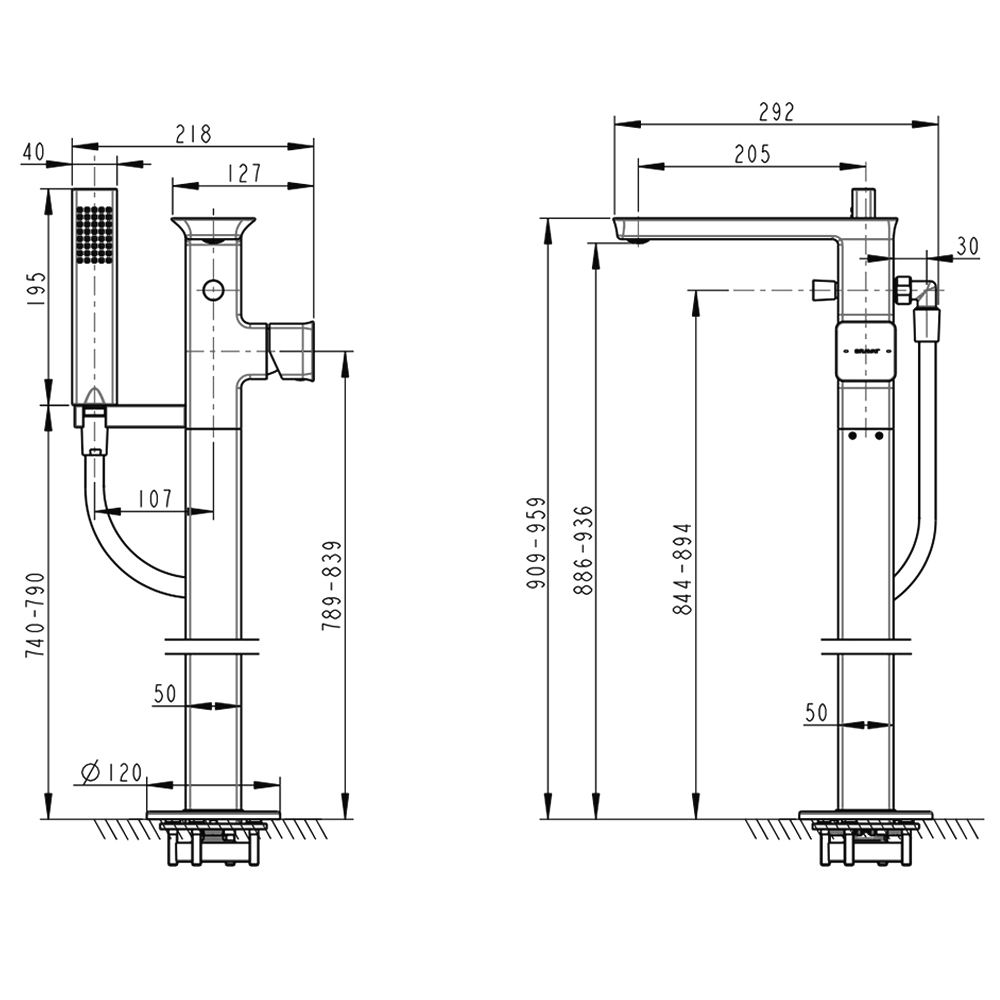 Напольный смеситель для ванны с душем Bravat Phillis F656101C-B3-ENG хром