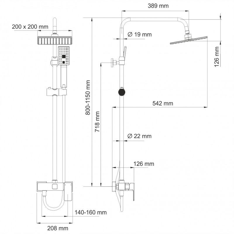 Душевая стойка Wasserkraft A17702 хром