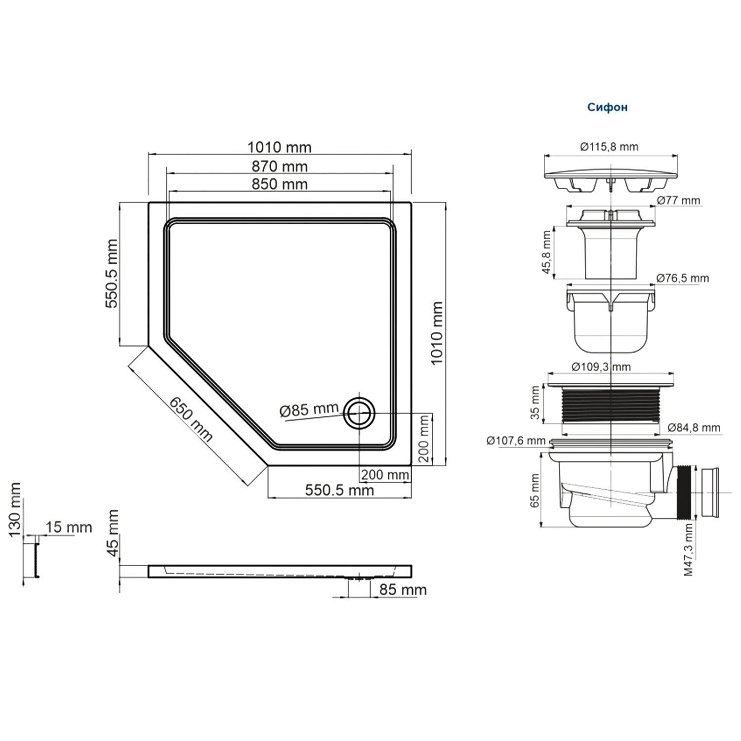 Душевой поддон Wasserkraft Isen 100x100см 26T38 белый