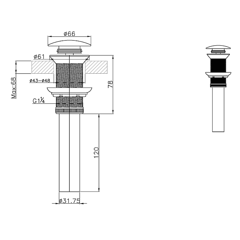 Донный клапан Bravat P6420BW-ENG черный