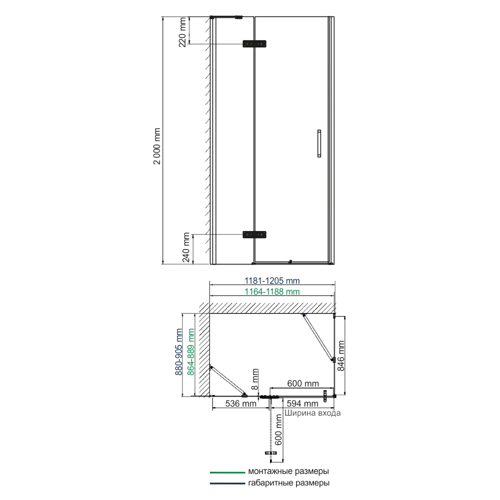 Душевой уголок Wasserkraft Aller 120x90см 10H07LBLACK MATT профиль хром/черный, стекло прозрачное