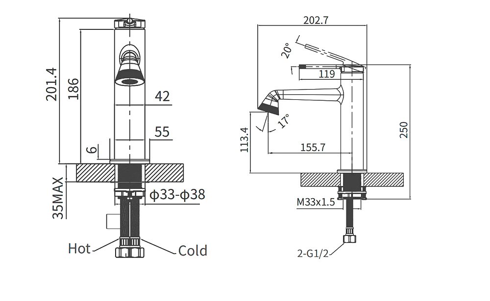 Смеситель для раковины ARROW AMP11855 хром