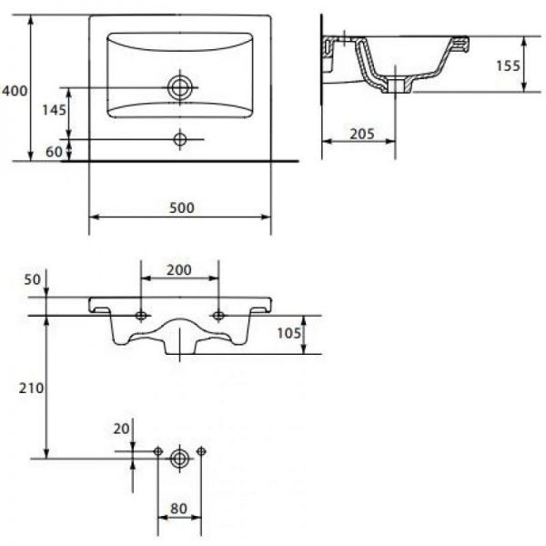 Раковина встраиваемая Cersanit Como 50см S-UM-COM50/1-w белая