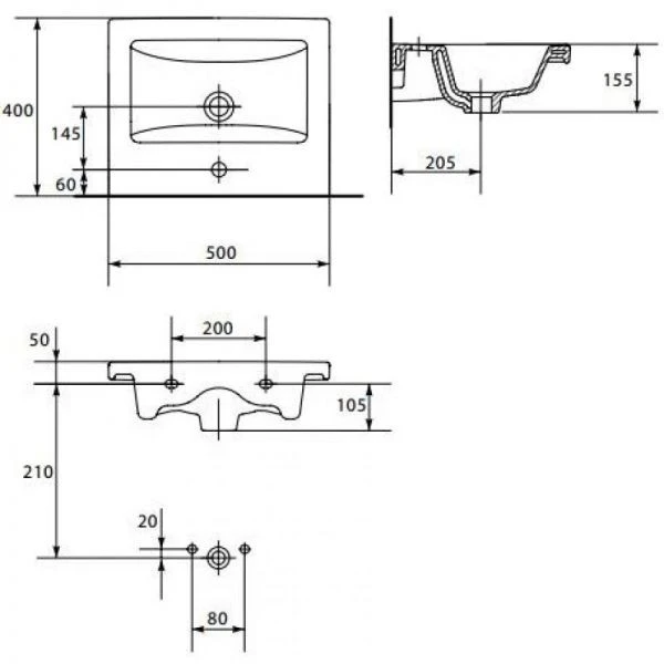 Раковина встраиваемая Cersanit Como 50см S-UM-COM50/1-w белая