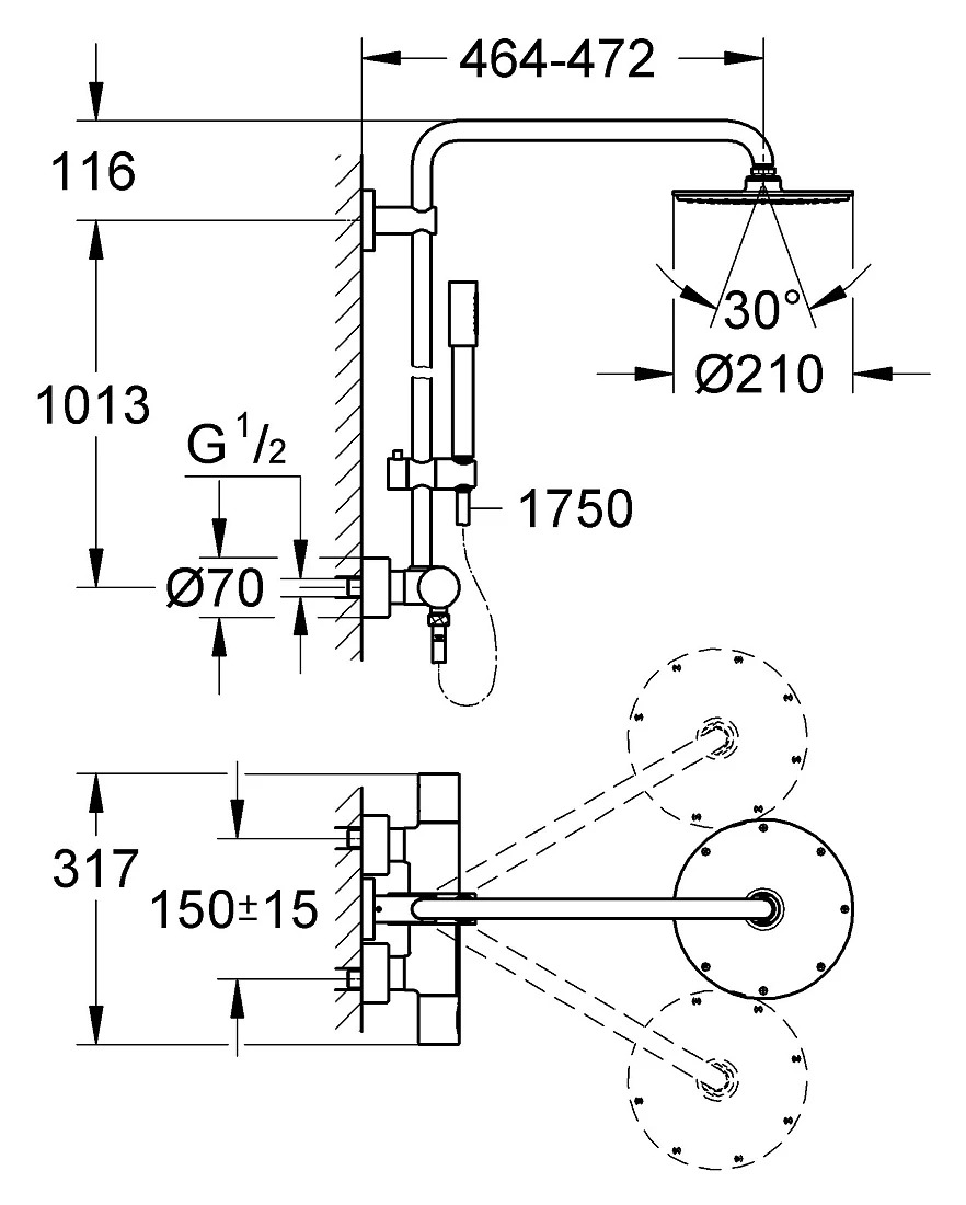 Душевая стойка Grohe Rainshower System 210 27032001 хром