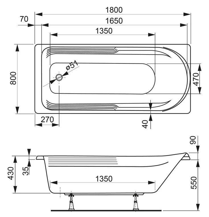 Акриловая ванна Vagnerplast Hera 180x80 VPBA180HER2X-04 белая глянцевая