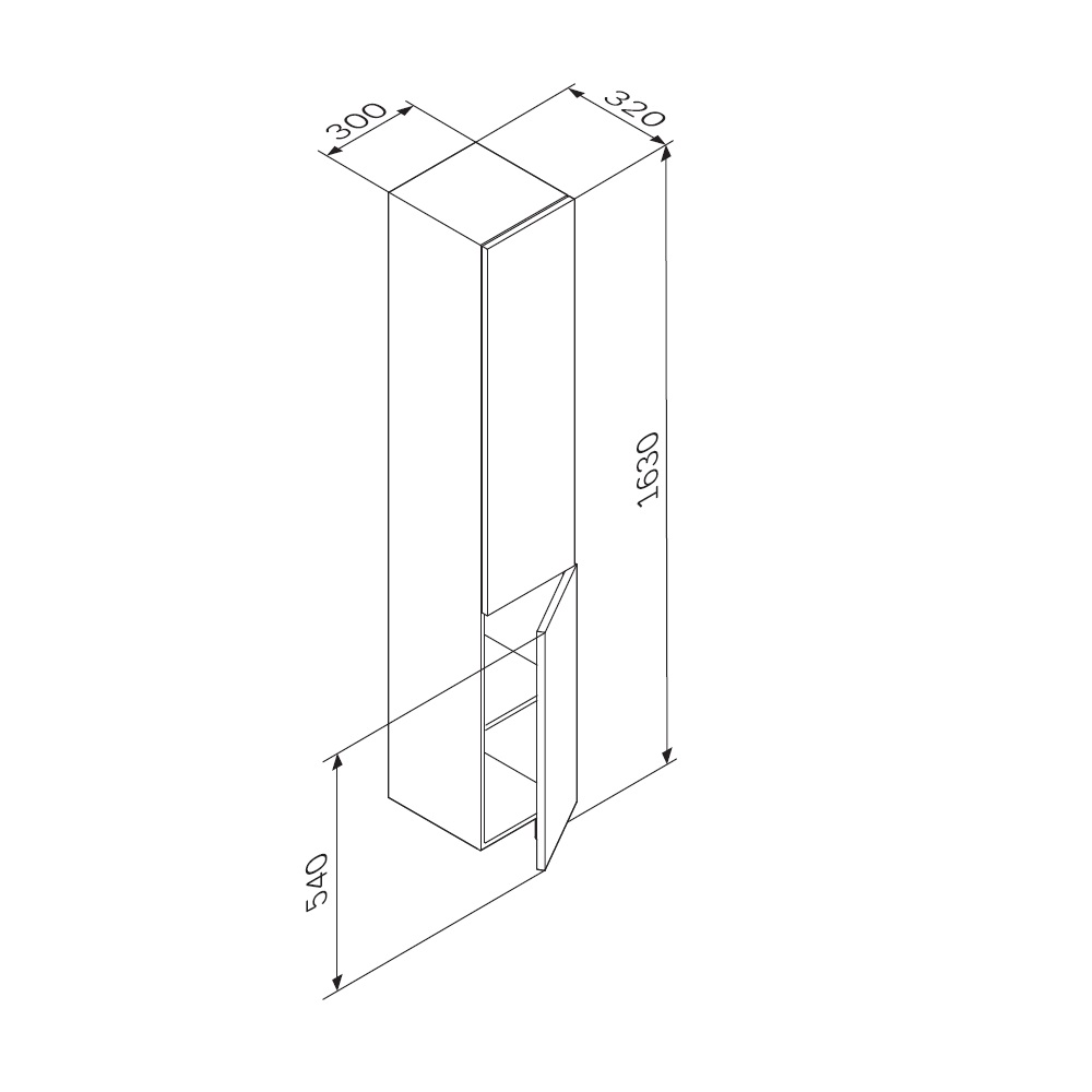 Шкаф-пенал AM.PM Gem 30см M90CHR0306BM черный матовый