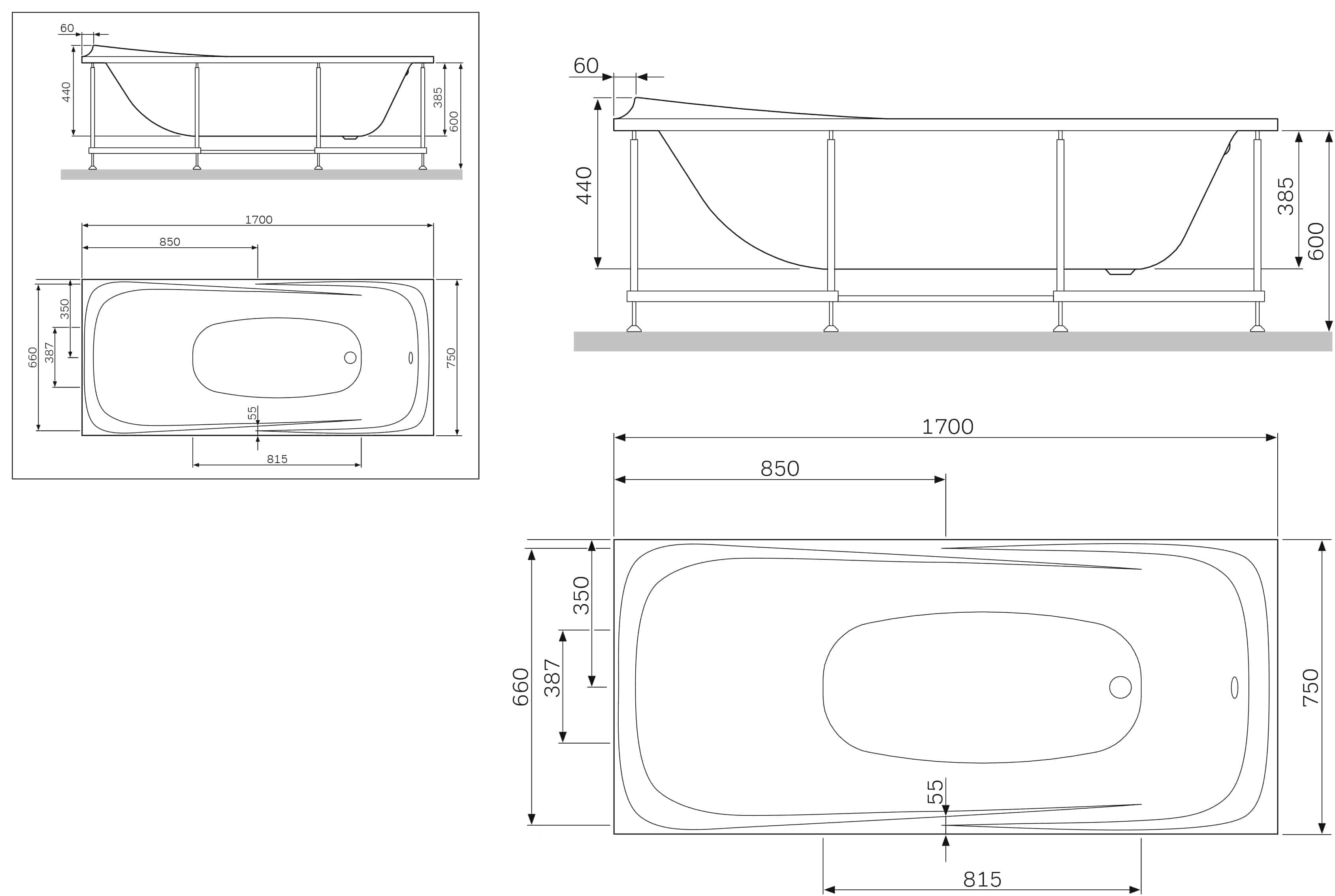 Экран AM.PM Sensation 170x75 W30A-170-075W-P белый