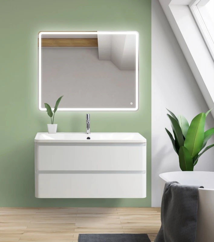 Тумба с раковиной BelBagno Albano 90 ALBANO-900-2C-SO-BL белая глянцевая