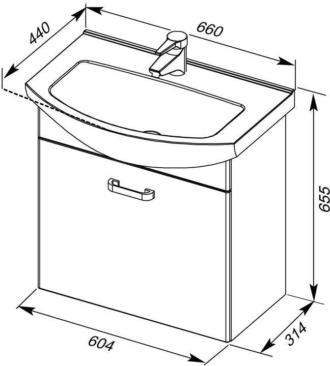 Тумба с раковиной Aquanet Ирис 65 212659 белая