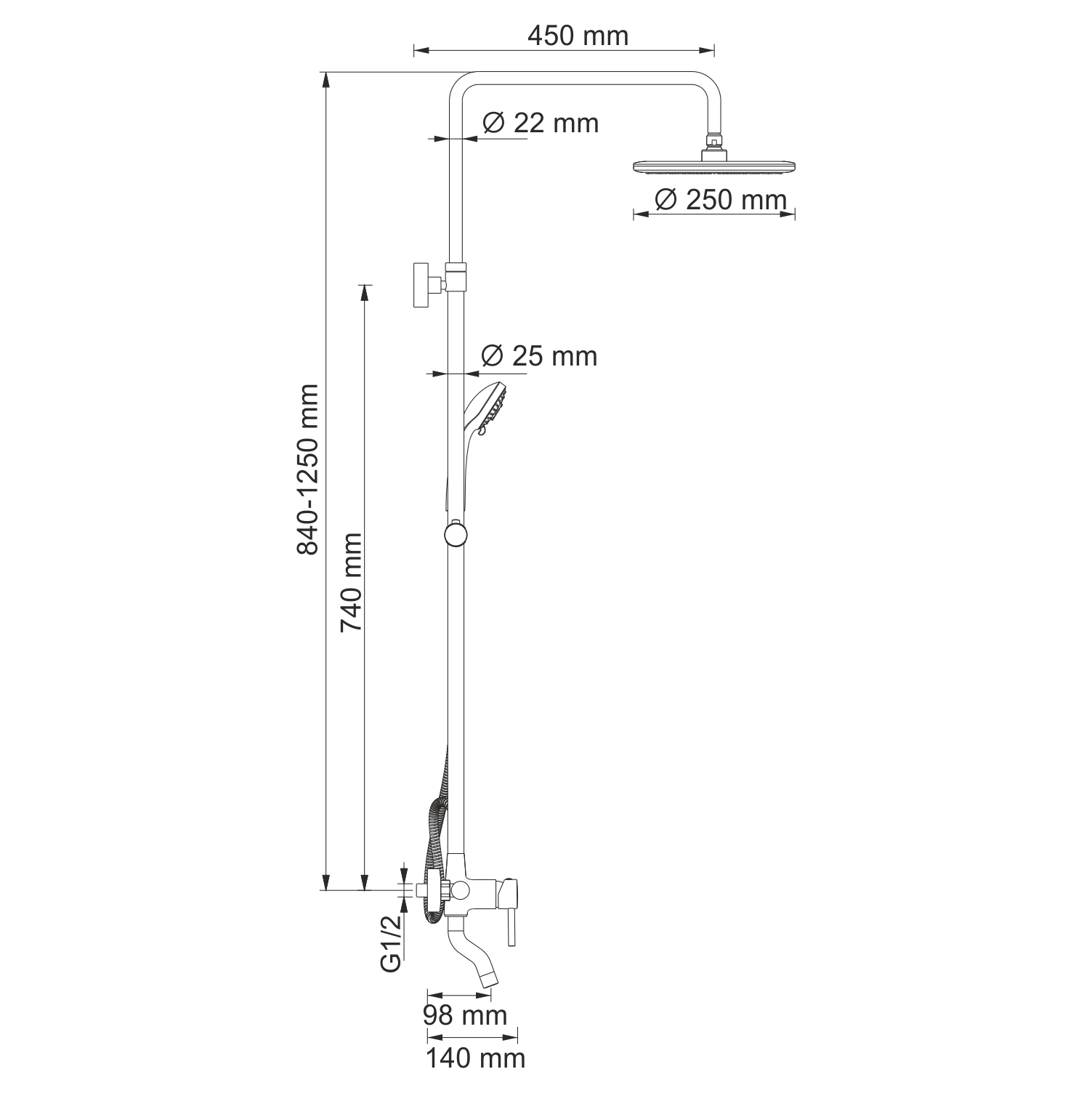 Душевая стойка Wasserkraft A14401 хром