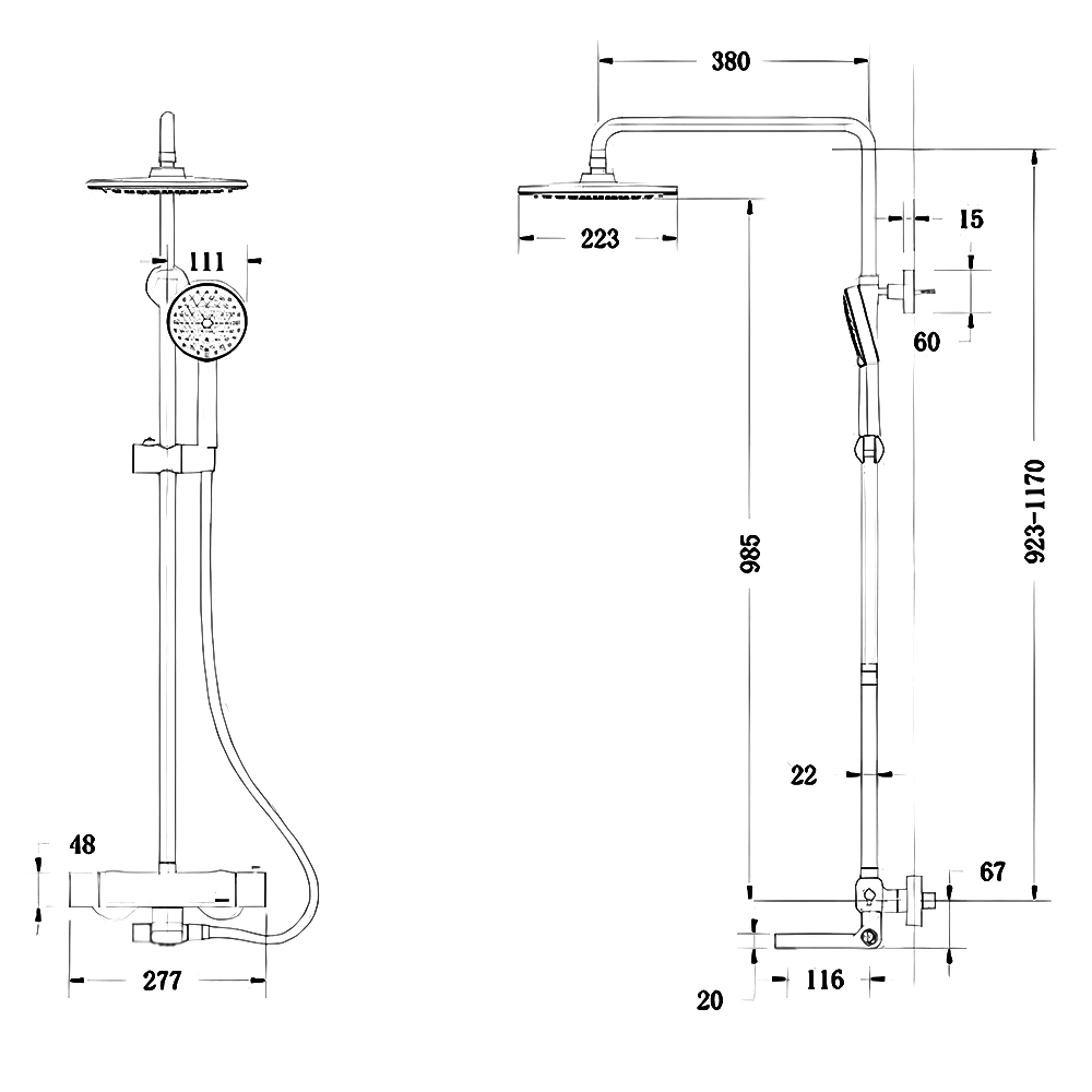 Душевая стойка Bravat F699153BW-A2 чёрная матовая