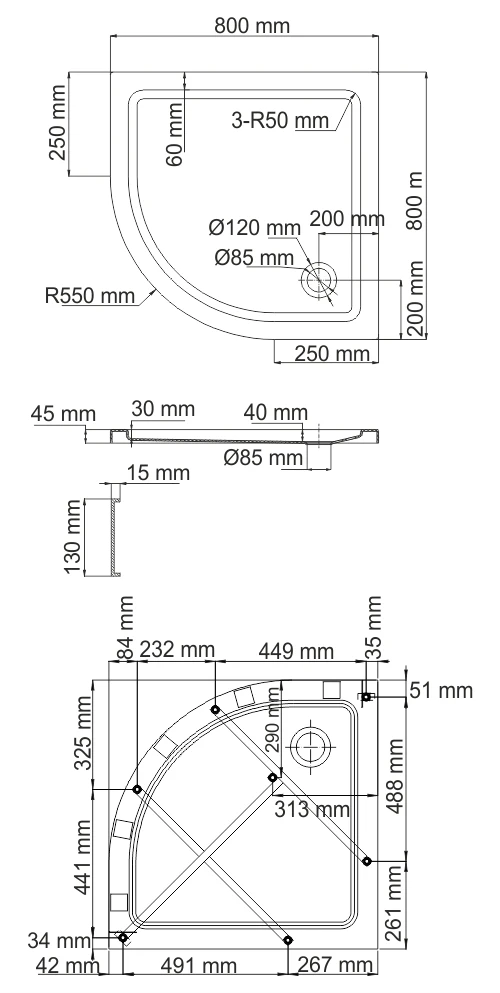 Душевой поддон Wasserkraft Isen 80x80см 26T00 белый