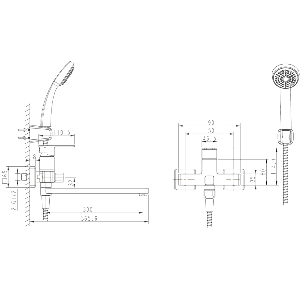 Смеситель для ванны с душем Bravat Riffle F672106C-LB хром