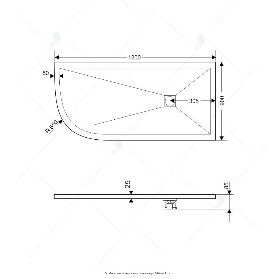 Душевой поддон RGW Stone Tray 90x120см 16154129-01RK белый