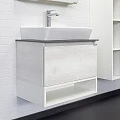 Тумба с раковиной Comforty Прага-60 00-00014535CF дуб белый, с графитовой столешницей
