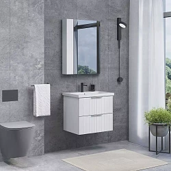 Тумба с раковиной Comforty Лима 60П2 белая матовая (раковина Como 60)