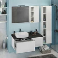 Тумба с раковиной Comforty Милан 120 00-00004023CF белая глянцевая, с антрацитовой столешницей