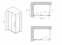 Душевой уголок ABBER Schwarzer Diamant 100х100см AG30100BH-S100B профиль черный, стекло прозрачное