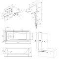 Акриловая ванна AM.PM Gem 150x70 с каркасом, шторкой и душевой системой W90ASET-150D3W5 белая