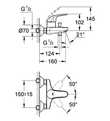 Смеситель для ванны с душем Grohe Euroeco 32743000 хром