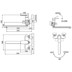 Смеситель для ванны с душем Bravat OPAL F6125183CP-02L хром