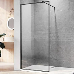 Душевая перегородка Veconi Korato KR-81GR 90см KR81GR-90-01-C9 профиль графит, стекло прозрачное