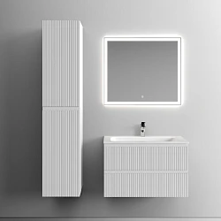 Тумба с раковиной Sancos Snob T 80 с бежевой столешницей, белая