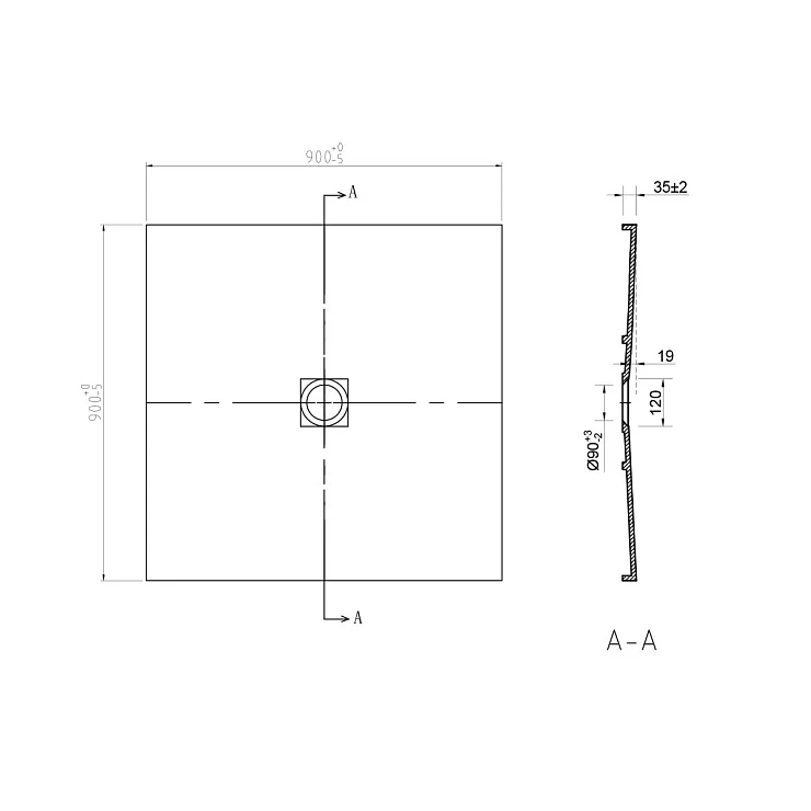 Душевой поддон Vincea 90х90см VST-2SR29090B черный