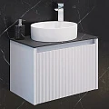 Тумба с раковиной Comforty Марсель-60 00-00012272CF белая матовая, со столешницей Калакатта Блэк