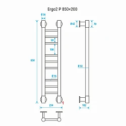 Полотенцесушитель электрический Energy ERGO2 P 85х20 см EETR0ERGO2852000000 хром