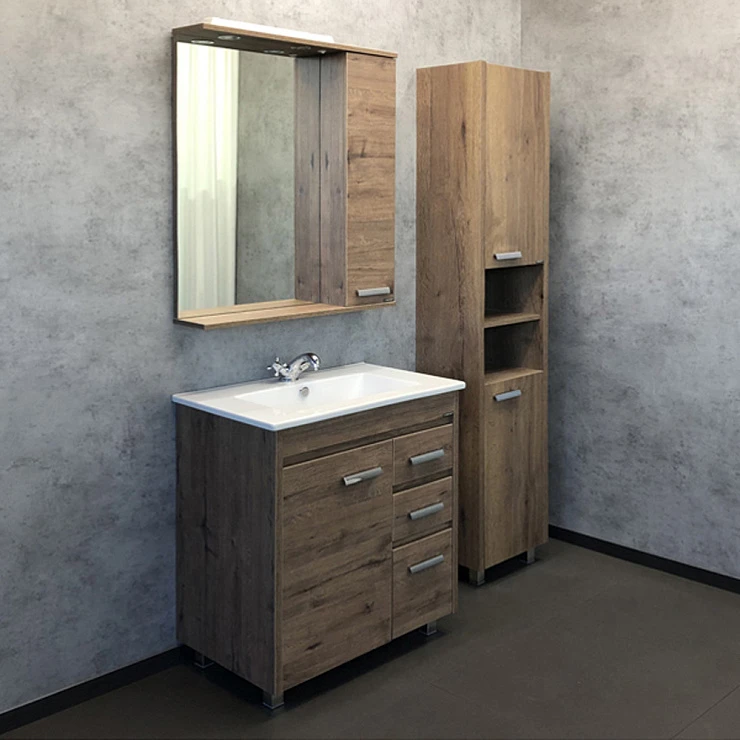 Зеркало-шкаф Comforty Марио 75 00-00004159CF дуб темный