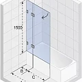 Шторка на ванну Riho VZ Scandic NXT X109V 90x150см R G001154121 профиль черный, стекло прозрачное
